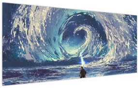 Obraz - Ilustrácia chlapca s kopijou (120x50 cm)