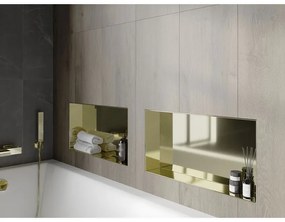 Mexen X-Wall-NR, polička na zapustenie pod obklad bez goliera 60 x 30 cm, zlatá lesklá, 1951603010