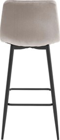 Barová stolička s čiernymi nohami ARCETO VELVET, béžová
