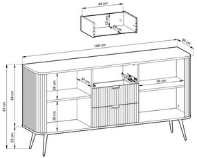 KOMODA BELLISSA BIELA + ČIERNE NOŽIČKY 168 cm