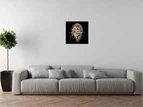 Gario Obraz s hodinami Silný tiger Rozmery: 100 x 40 cm