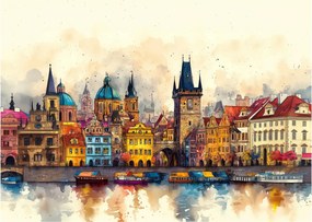 Sklenený obraz - Jeseň v maľovanom meste (70x50 cm)