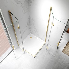 BPS-koupelny Štvorcový sprchový kút ZES KZ08B GL 80x80 zlatá/transparent - bez vaničky