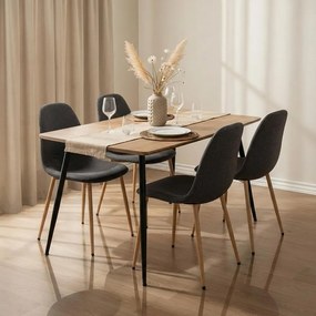 Jedálenský set 4x stoličky + stôl 120 cm AVENBERG NATURAL, sivá