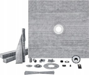 Sprchová vanička štvorcová 1828 x 1828 mm, vodotesný nerezový set