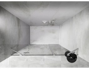 Mexen Lunar, ľavé otočné sprchové dvere 155 cm, 8mm číre sklo, biely profil, 834S-155-050-20-00-L