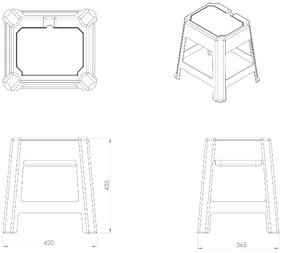 Erga príslušenstvo, kúpeľňová stolička s úložným priestorom 420x365x425 mm, čierna, ERG-08044