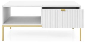 KONFERENČNÝ STOLÍK VIGGO BIELY + ZLATÝ PODSTAVEC 104 cm