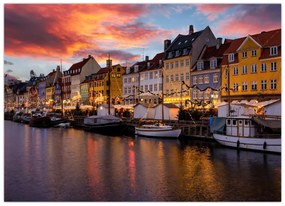 Sklenený obraz - Nyhavn, Kodaň (70x50 cm)