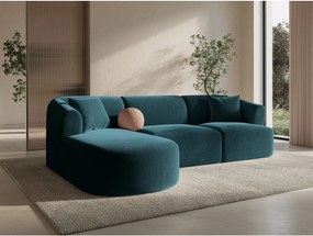 Zamatová rohová pohovka v petrolejovej farbe (ľavý roh/s leňoškou) Campi – Cosmopolitan Design