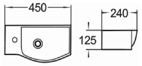 Mexen HUGO UMÝVADLO, 45x24 CM, BIELA,  21254500 R