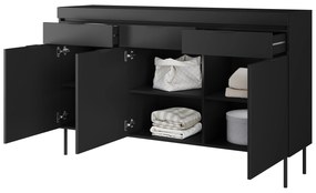 Komoda Sentia 157 cm s 3 zásuvkami - čierna / čierna