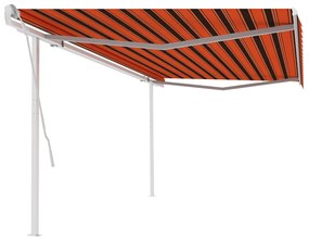 Ručne zaťahovacia markíza so stĺpikmi 5x3,5 m oranžovo-hnedá 3070060
