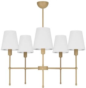 Luster na tyči MADELA 5xE14/40W/230V biela/béžová