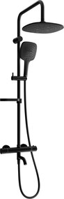 Mexen KX17 sprchový set s hornou hlavicou  24 cm s termostatickou vaňovou batériou Kai, čierna, 779001791-70