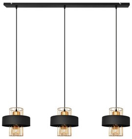 Helam Luster na lanku VOLTA 3xE27/15W/230V čierna/zlatá HE1149