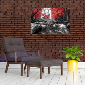 Obraz - Vodopády v jesennej krajine (90x60 cm)