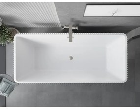 Mexen Tava, voľne stojaca ryhovaná vaňa 170 x 75 cm, biela lesklá, oceľový prepad, 52851707500-97