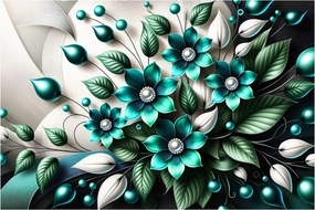 Obraz - 3D tyrkysové kvety (90x60 cm)