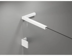 Mexen Lunar, L päťuholníkový sprchový kút naklápací doľava 80 x 90 cm, 8mm číre sklo, biely profil, 831L-080L-090P-20-00-L