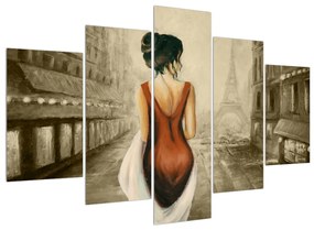 Obraz ženy a Eiffelovej veže (150x105 cm)