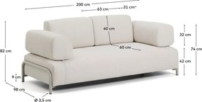 Béžová ženilková pohovka 200 cm Compo – Kave Home