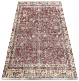Ručne tkaný vlnený koberec Vintage 10664 rám / kvety, bordový / béžový