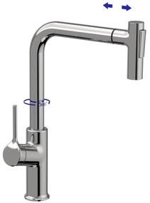 Invena Farsala, vysoká drezová batéria s 2-funkčnou výsuvnou výlevkou h-369, chrómová, INV-BZ-40-L01-S
