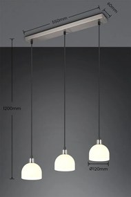 Závesné stropné osvetlenie Molly, matný nikel/biele sklo