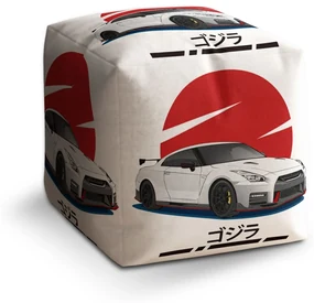 Sablio Taburet Cube Nissan GTR 35 Japonské slnko: 40x40x40 cm