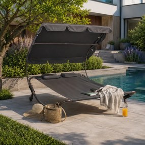 Relaxačné lehátko pre 2 osoby Craftfield Bahama,čierne