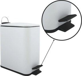 Matne biely nášľapný oceľový odpadkový kôš 5 l Erik – Spirella