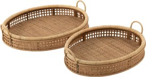 Prírodný oválny ratanový podnos s uchami Rattan / Bamboo M - 57*43*15 cm