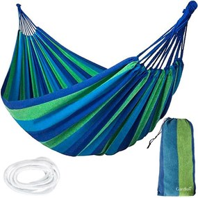 Modrozelená hojdacia sieť HAMMOCK pre 2 osoby 200x150 cm