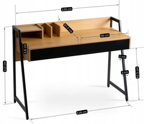 JAKS Písací stôl hnedý Cass 120 cm