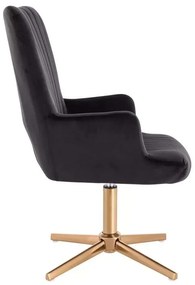 LuxuryForm DESIGN Kreslo AMADEO VELUR na zlatom kríži - čierne