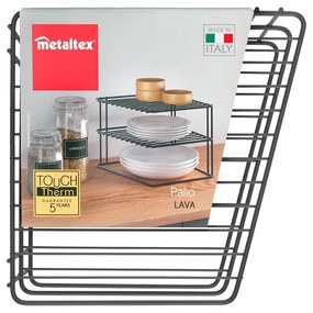 Čierna prídavná polička z nehrdzavejúcej ocele 25x25 cm Palio – Metaltex
