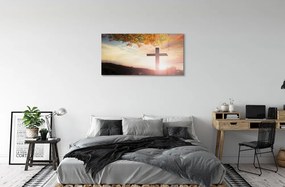 Sklenený obraz cross tree 125x50 cm