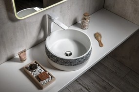 Sapho Sapho, PRIORI keramické umývadlo, priemer 41 cm, 15 cm, fialová s ornamentami, PI022