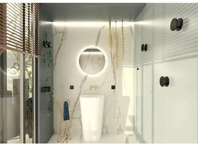 Guľaté zrkadlo do kúpeľne s osvetlením Round LED s bielym rámom Ø 60 cm s vypínačom a podložkou proti zahmlievaniu