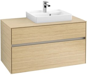 VILLEROY &amp; BOCH Collaro závesná skrinka pod umývadlo na dosku (umývadlo vpravo), 2 zásuvky, s LED osvetlením, 1000 x 500 x 548 mm, Nordic Oak, C015B0VJ