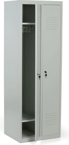 Kovová šatníková skrinka S2, 2-dverová, 1800 x 600 x 500 mm, cylindrický zámok, sivé dvere