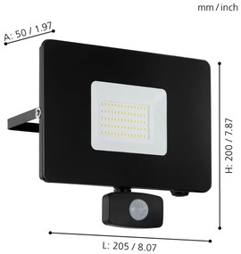 Eglo 97463 - LED Reflektor so senzorom FAEDO 3 LED/50W/230V IP44
