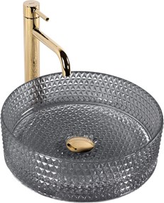 Rea Cristal, sklenené umývadlo na dosku 36x36 cm, čierna, REA-U9671