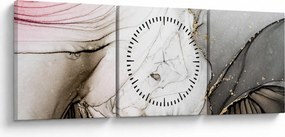 Obraz - Mramorový atrament (s hodinami) (90x30 cm)