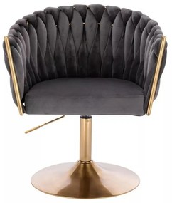 LuxuryForm DESIGN Kreslo NORDEN VELUR na zlatom tanieri - tmavo šedé
