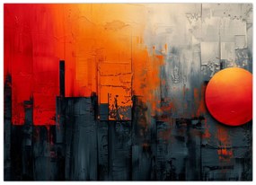 Sklenený obraz - Abstraktná maľba mesta (70x50 cm)