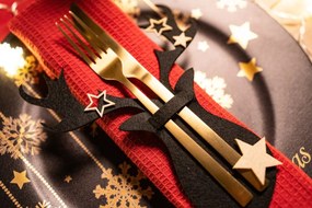 Vánoční obal na příbor Renifer 6 ks černý