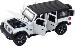 LEAN Toys Súprava: terénne auto, karavan, kovové, pohon, svetlá, zvuky, biela, 1:32
