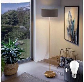 LED stojacia lampa TUNJA 1xE27/20W/230V, priemer 38 cm, zlatá/hnedá